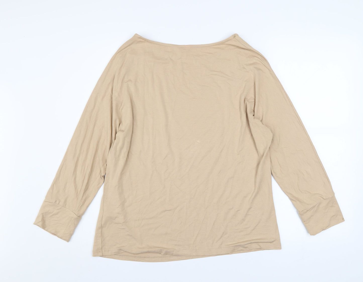 Sonder Studio Women's Beige Long Sleeve Boat Neck Jersey Blouse Size 16