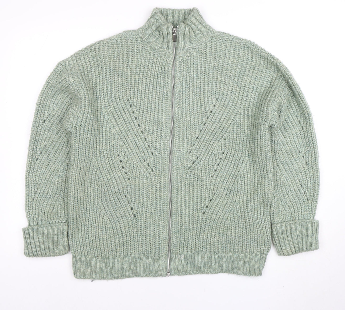 Damart Women’s Green Chunky Knit Full Zip Jumper Size 14