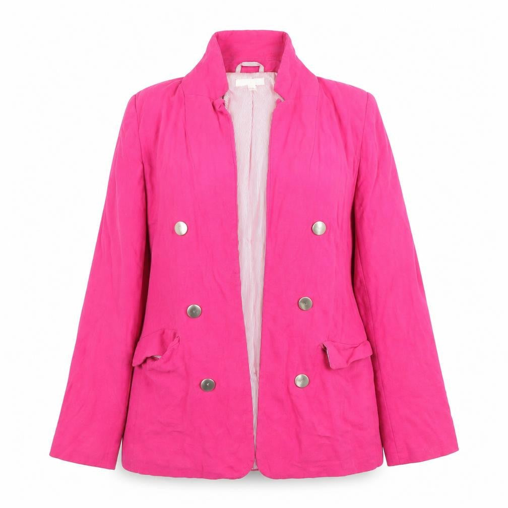 Next Women’s Pink Linen Blend Double-Breasted Blazer UK 10