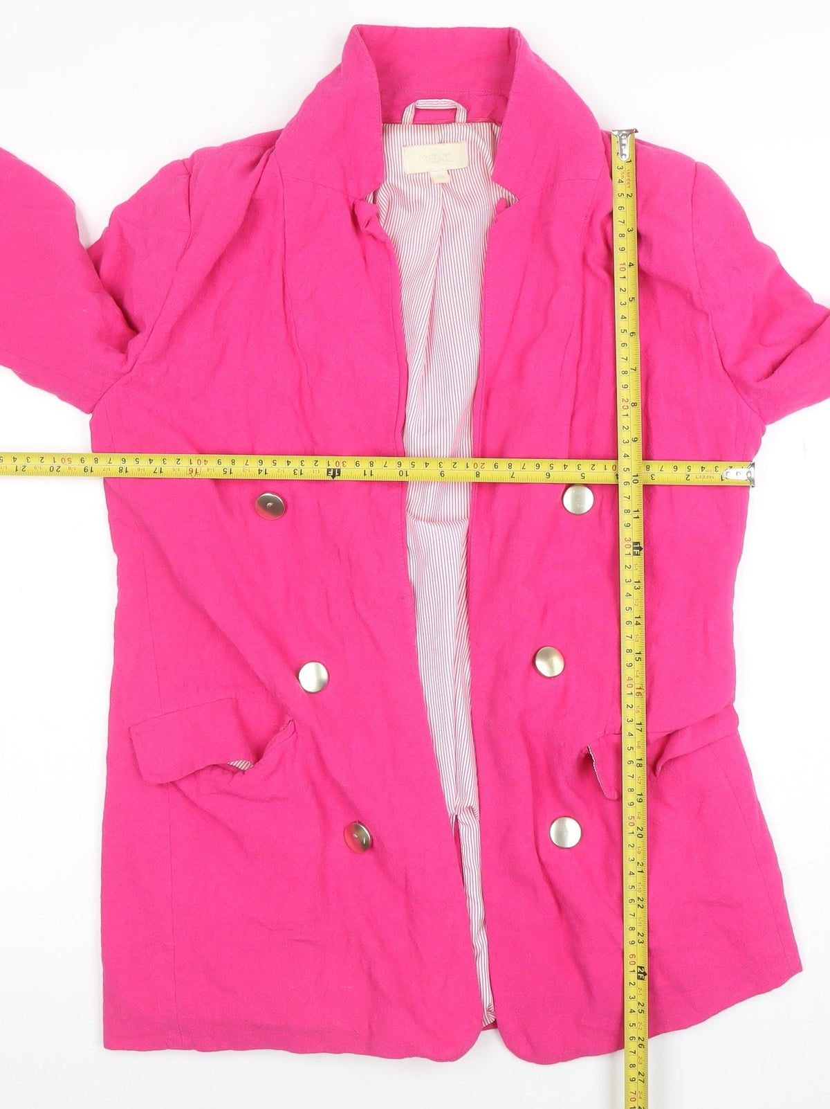 Next Women’s Pink Linen Blend Double-Breasted Blazer UK 10