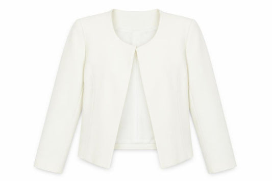 Boohoo Women Ivory Cropped Suit Jacket Blazer S Polyester Blend
