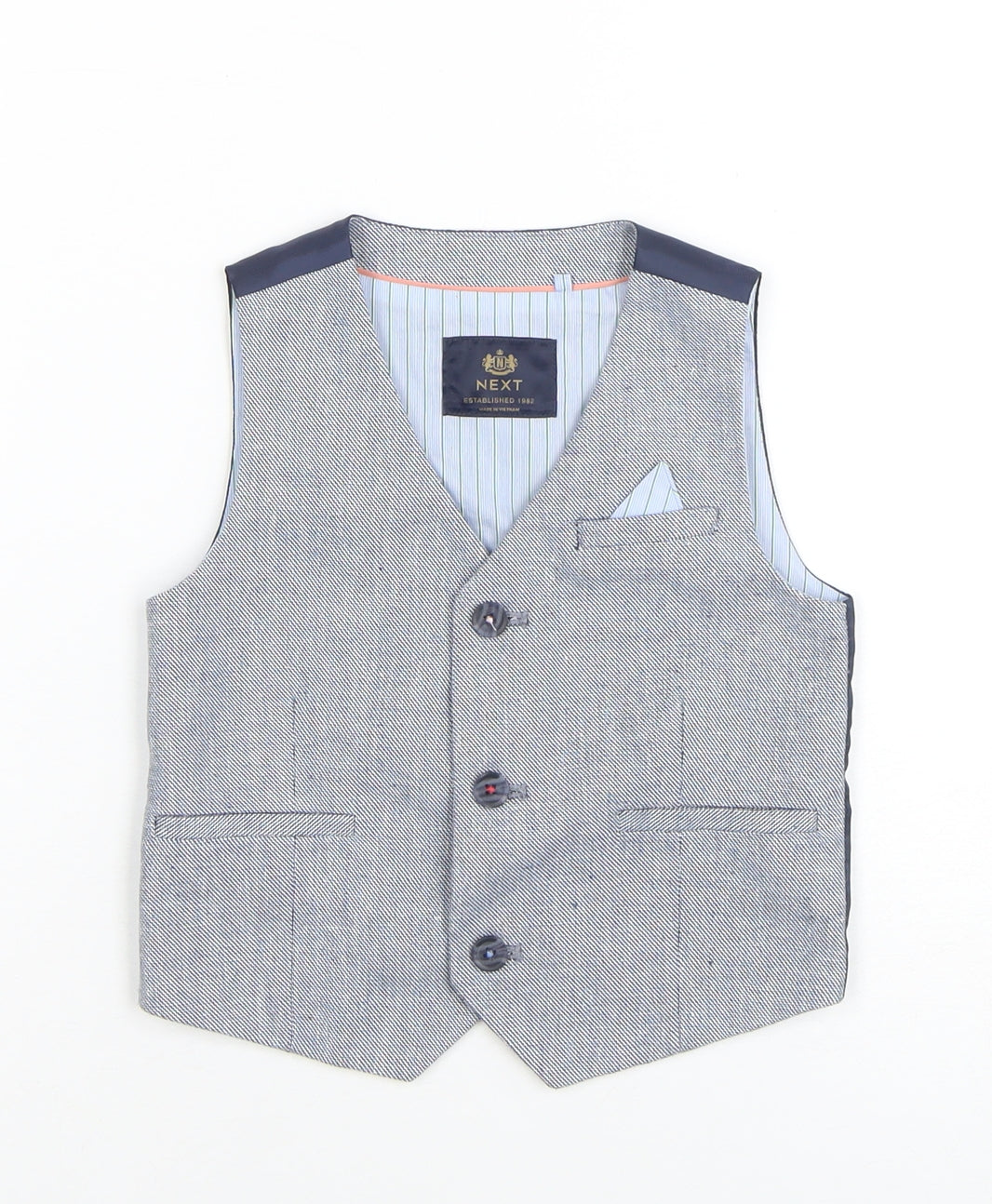 Next Boys Blue Waistcoat Suit Top 1½-2 Years Formal Wedding Lined