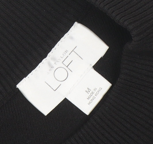 Ann Taylor LOFT Womens Black V-Neck Knit Pullover Jumper Medium