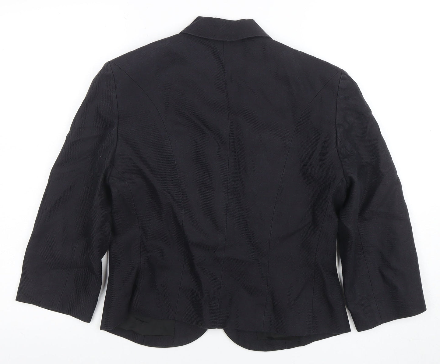 Phase Eight Women's Black Linen Blend One Button Blazer Size 12