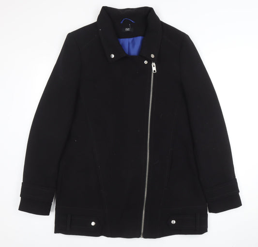 F&F Women’s Black Biker Zip Jacket Size 14 Polyester Blend