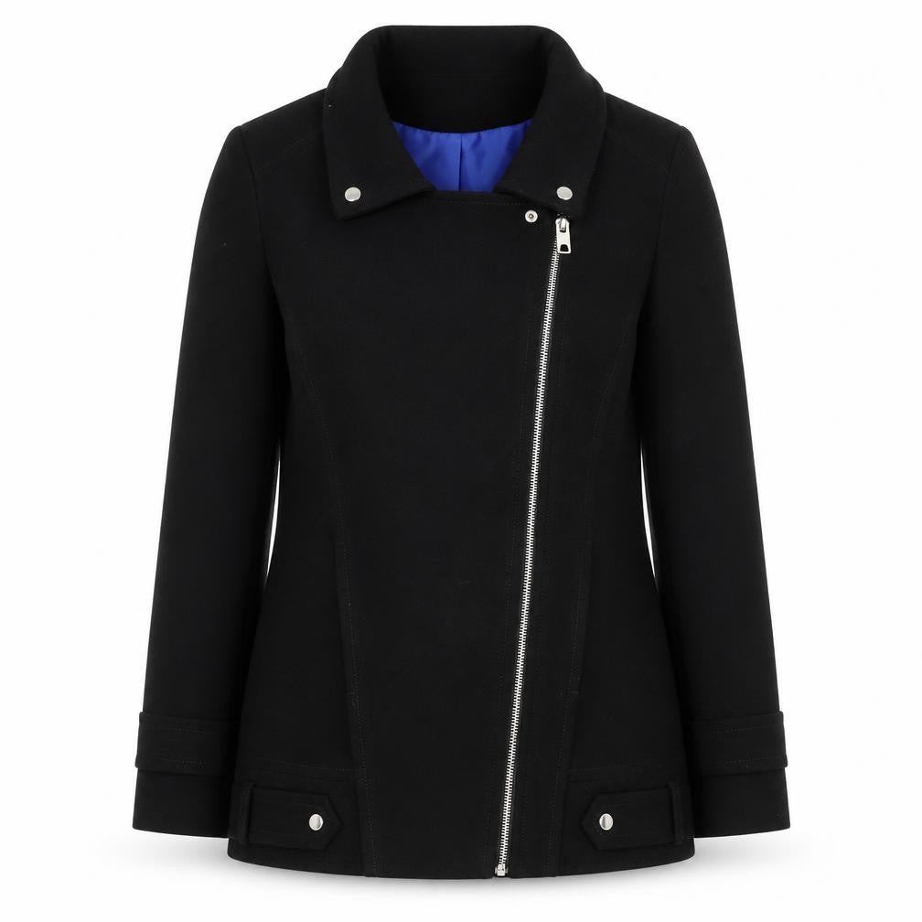 F&F Women’s Black Biker Zip Jacket Size 14 Polyester Blend