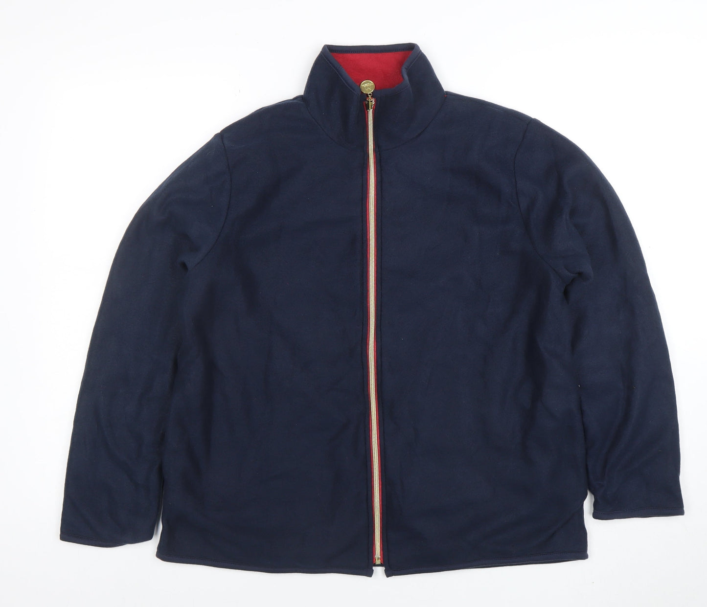 Danar Womens Navy Blue Reversible Fleece Jacket M Full Zip Casual