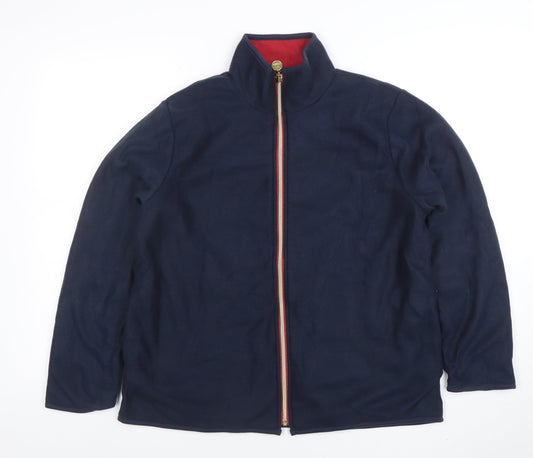 Danar Womens Navy Blue Reversible Fleece Jacket M Full Zip Casual