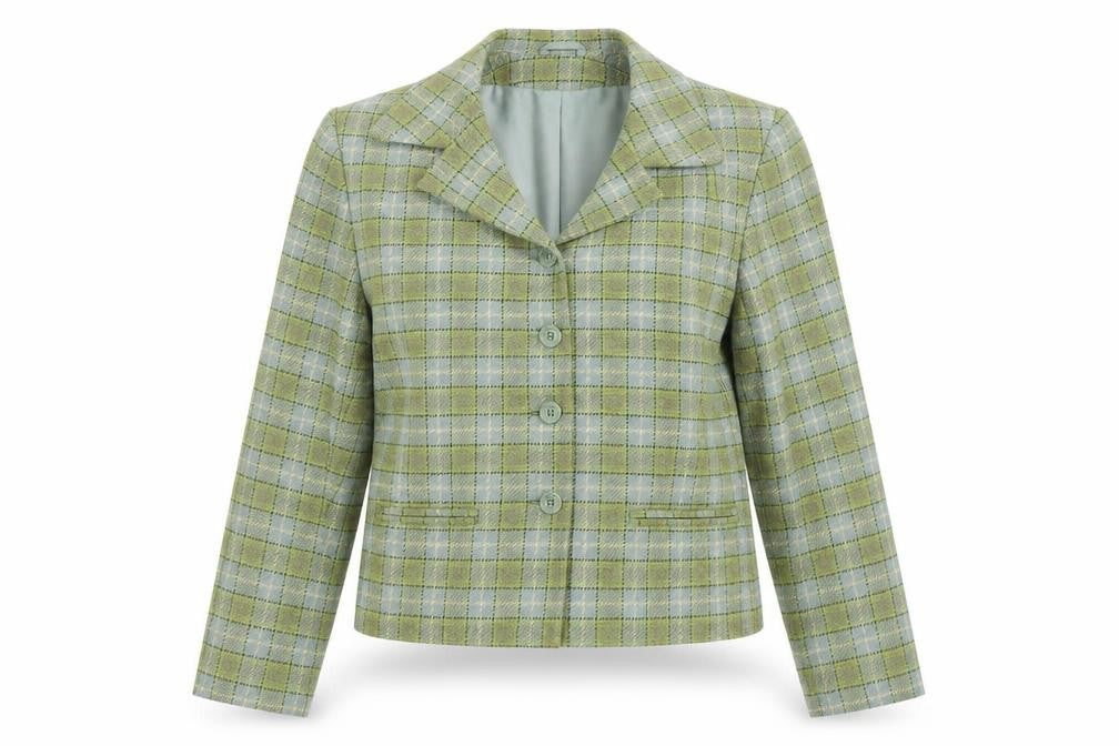Dorothy Perkins Women's Green Check Wool Blend Blazer Size 10