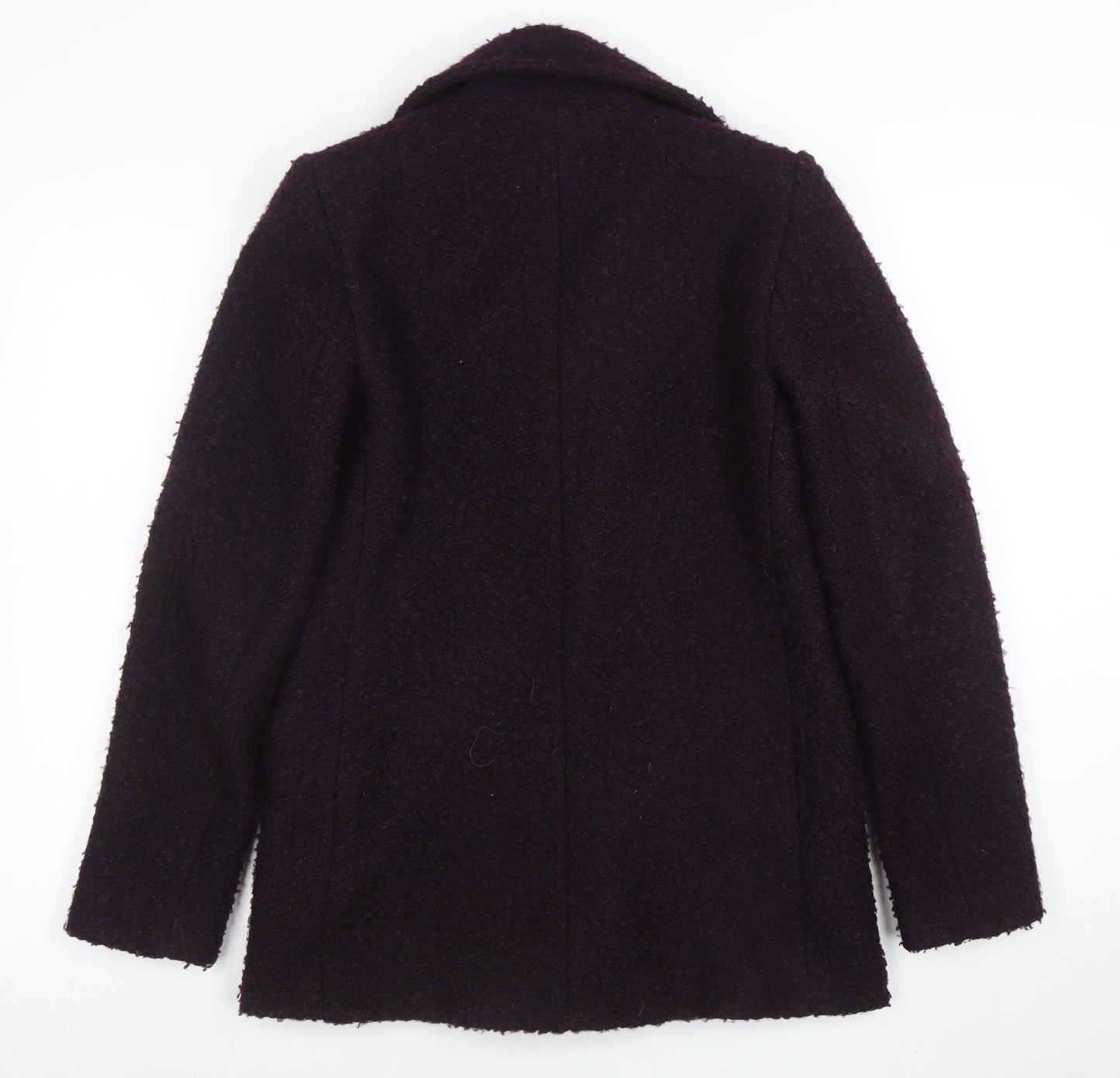 Principles Women’s Purple Wool Blend Pea Coat Size 8 Buttoned Mid-Length