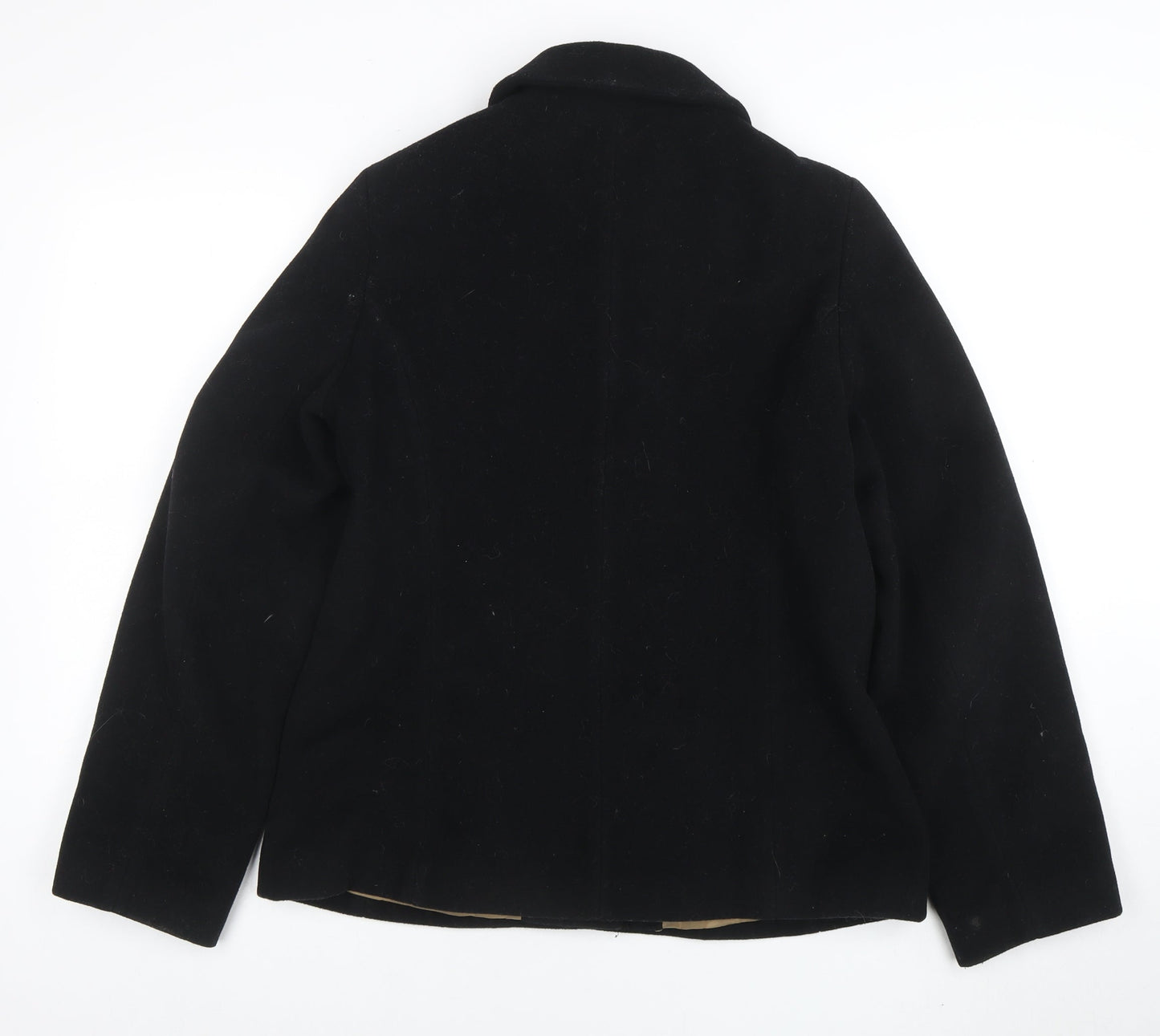NL Collection Women's Black Wool Blend Mid-Length Overcoat Size 14