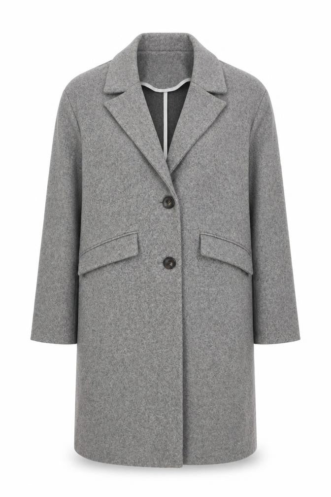 Bershka Women Grey Long Overcoat Size 10 Single-Breasted Style