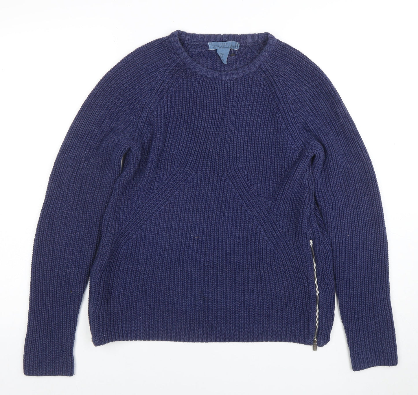 L.O.G.G. Womens Blue Chunky-Knit Crew Neck Pullover Jumper Size XS