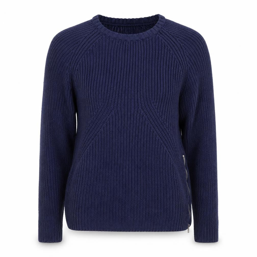 L.O.G.G. Womens Blue Chunky-Knit Crew Neck Pullover Jumper Size XS