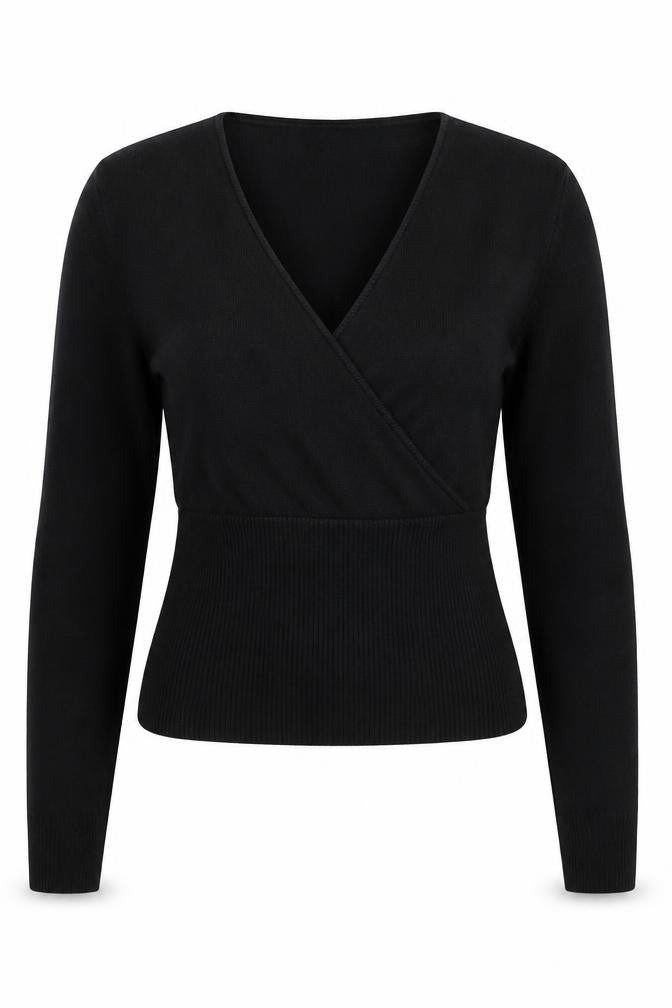 Nouveau Edition Women's Black V-Neck Slim Knit Jumper Size L