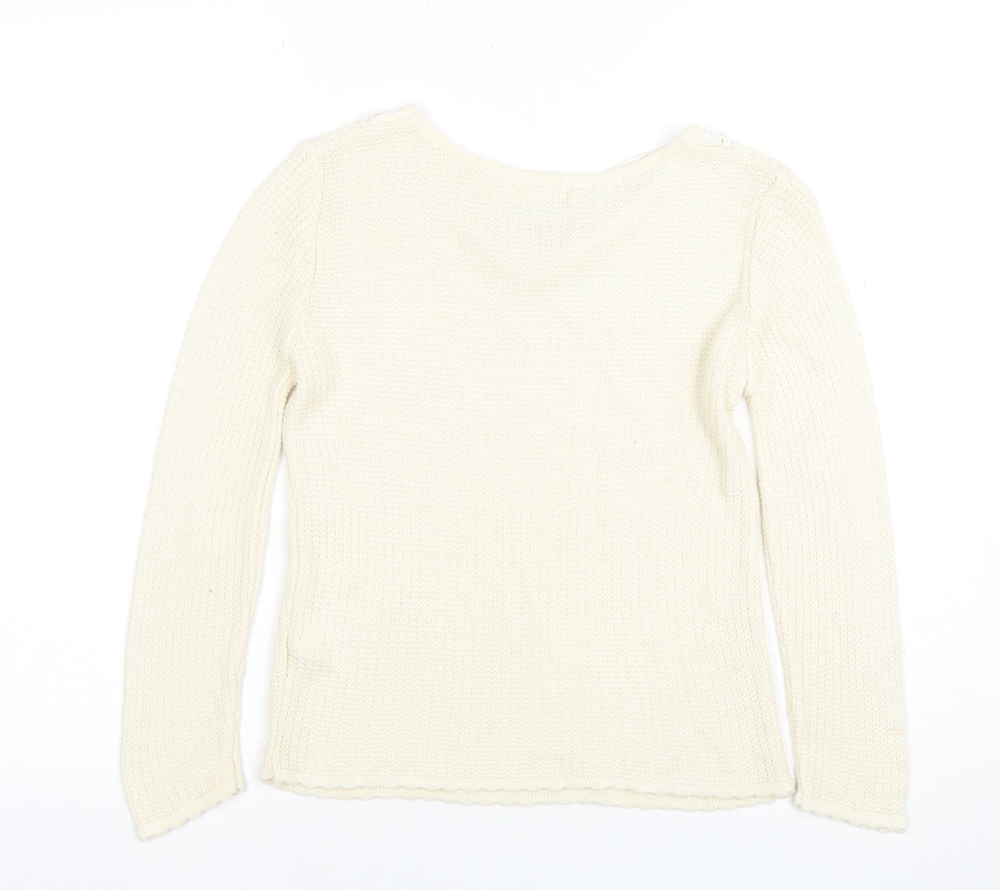 River Island Women’s Ivory Collared Knit Jumper Size S Long Sleeve