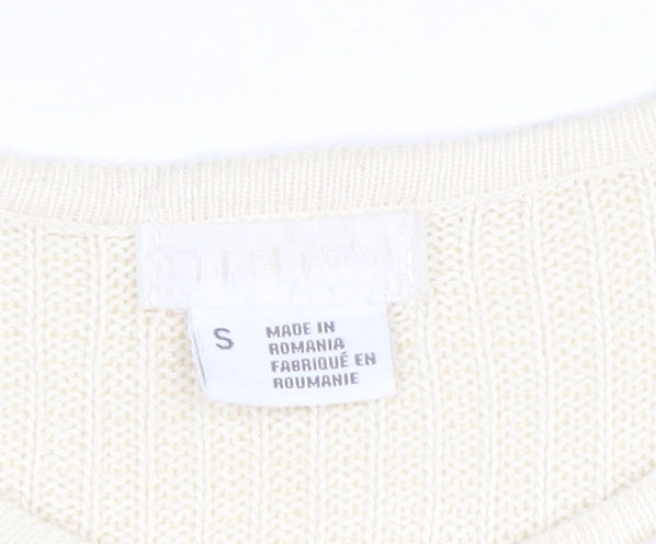 River Island Women’s Ivory Collared Knit Jumper Size S Long Sleeve