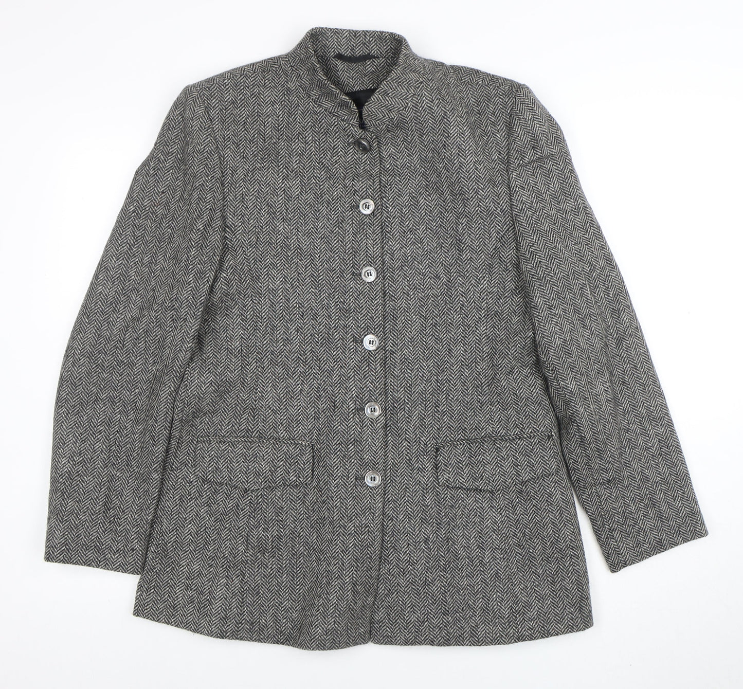 Cashmere by James Meade Women's Grey Wool Tweed Blazer Size 12