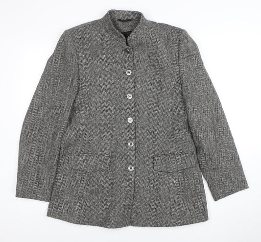 Cashmere by James Meade Women's Grey Wool Tweed Blazer Size 12