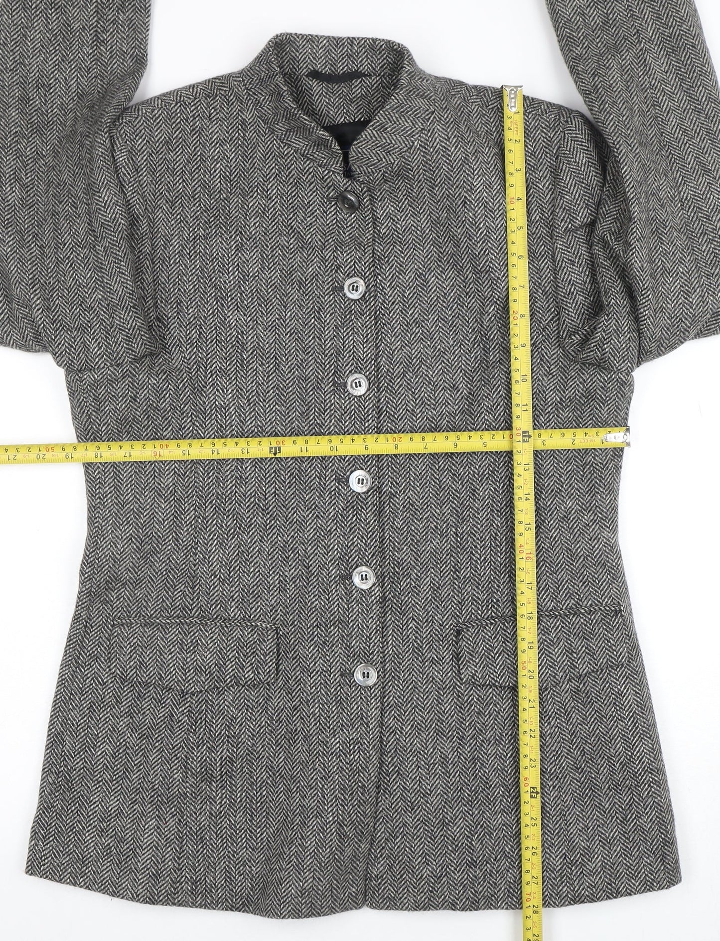 Cashmere by James Meade Women's Grey Wool Tweed Blazer Size 12