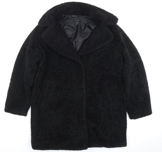 New Look Women's Black Mid-Length Fleece Coat Size 14