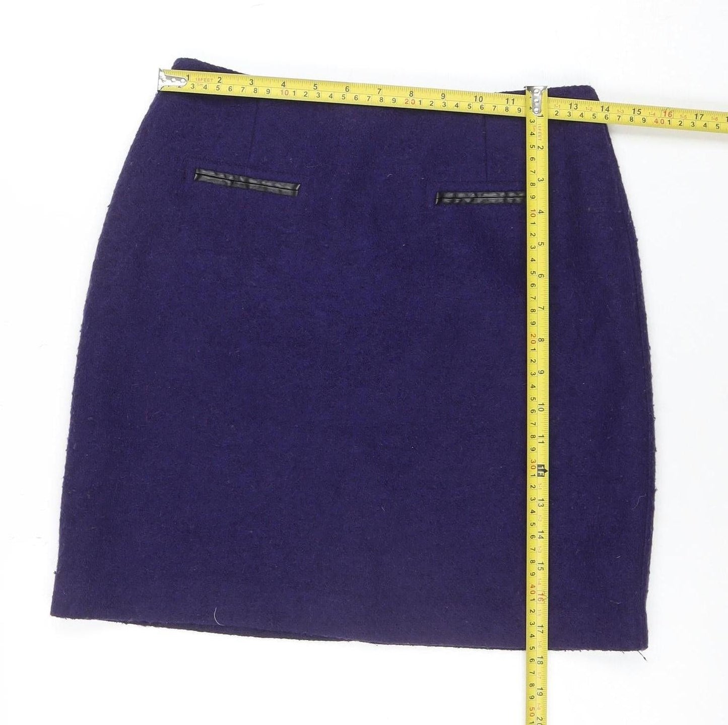 Marks and Spencer Women's Purple Wool Pencil Skirt Size 8