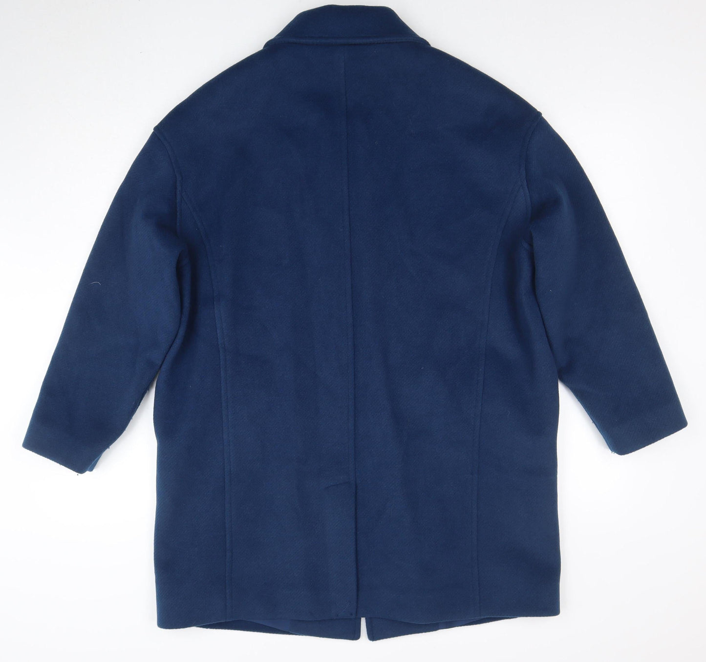 Marks and Spencer Women's Blue Wool Blend Mid-Length Overcoat Size 14 Petite