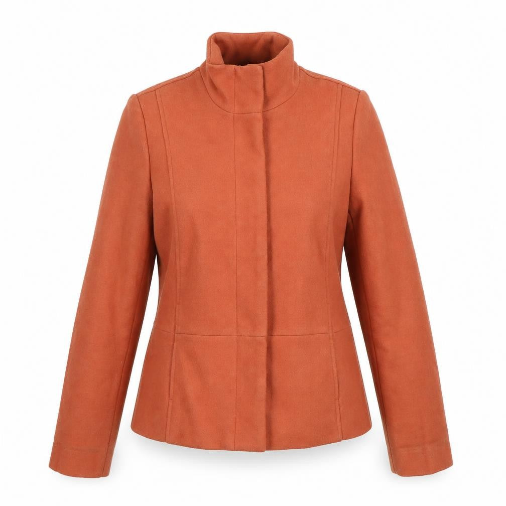 VILA Womens Brown Wool Jacket Size 10 Classic Short Style