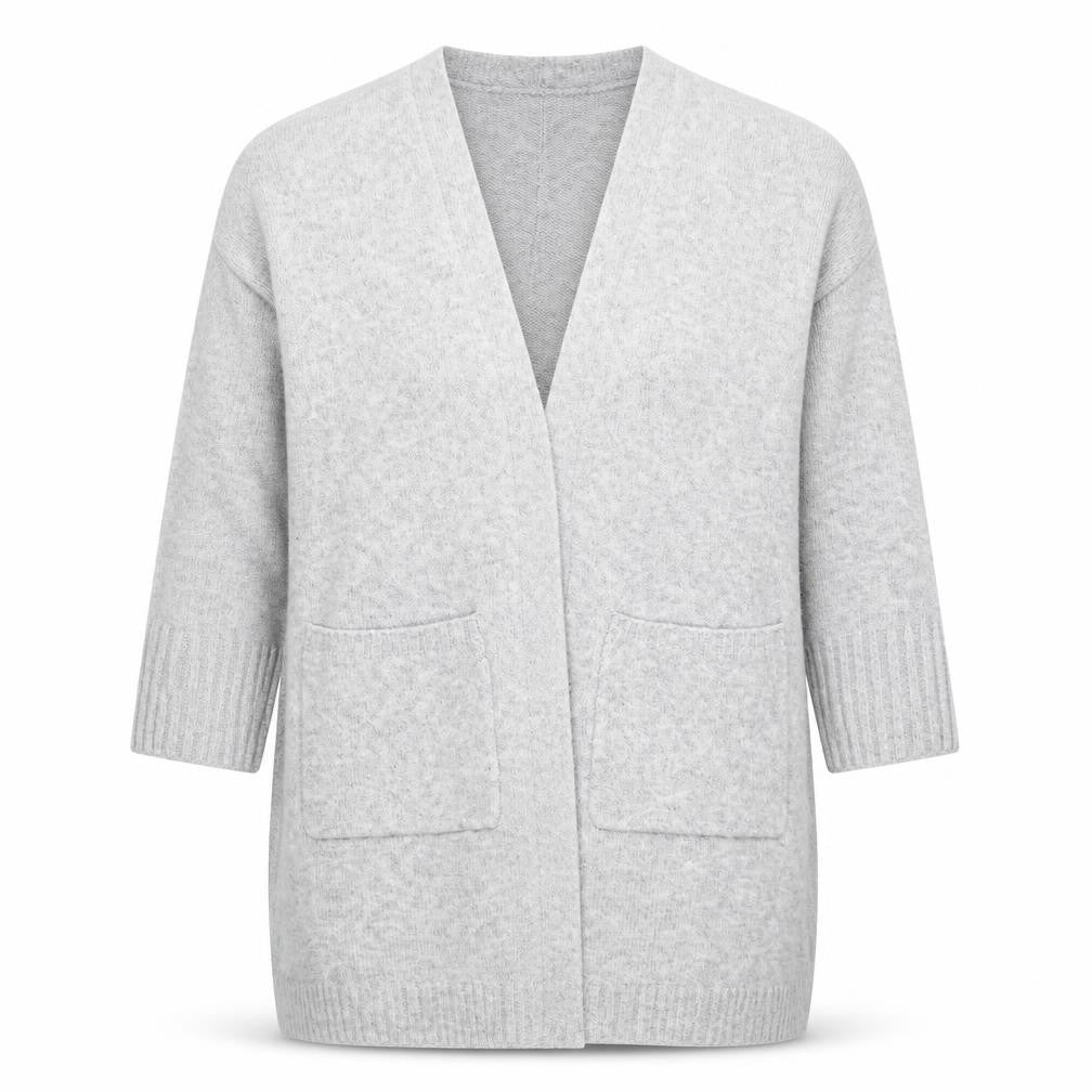 Marks & Spencer Women’s Grey Large Knit V-Neck Open Cardigan
