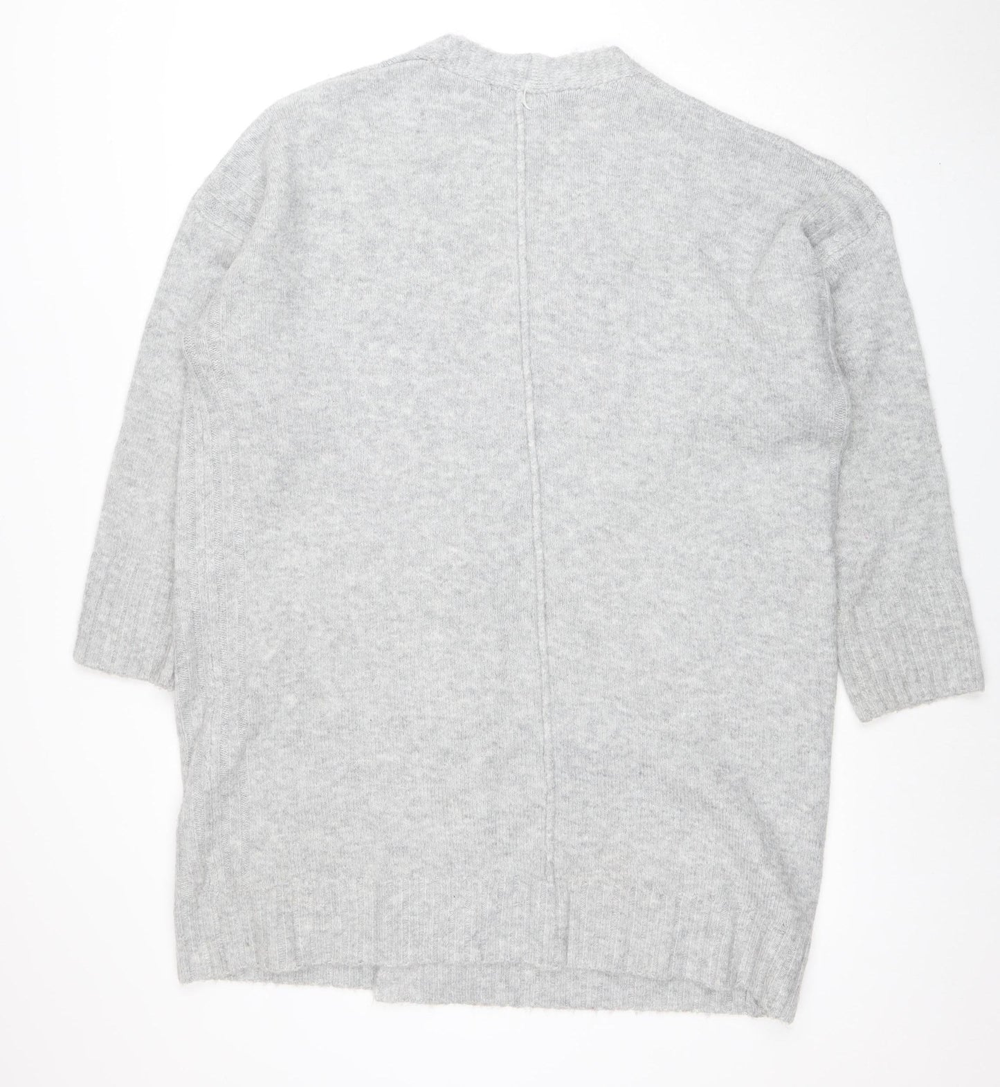 Marks and Spencer Women’s Grey Large Knit V-Neck Open Cardigan