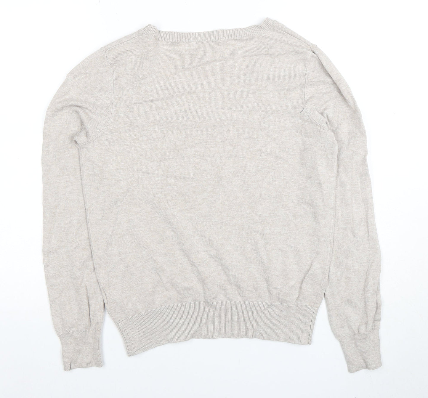 H&M Women’s Beige V-Neck Long Sleeve Pullover Jumper Size S