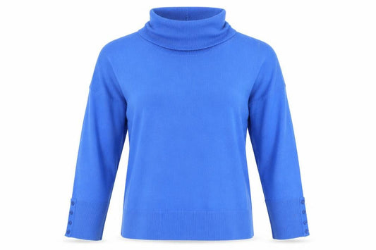 EWM Women’s Blue Roll Neck Acrylic Jumper Size L 18-20