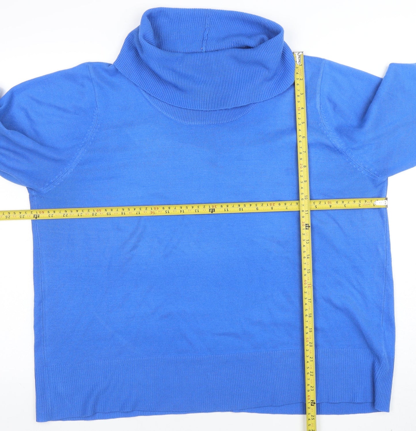 EWM Women’s Blue Roll Neck Acrylic Jumper Size L 18-20