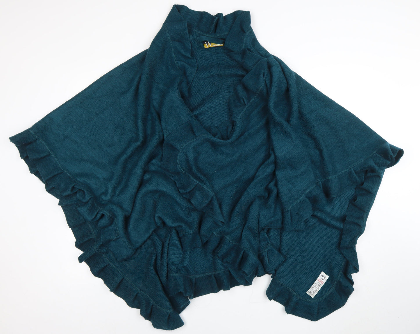 Wallis Women’s Green Ruffle Knit Cape One Size Acrylic Jumper