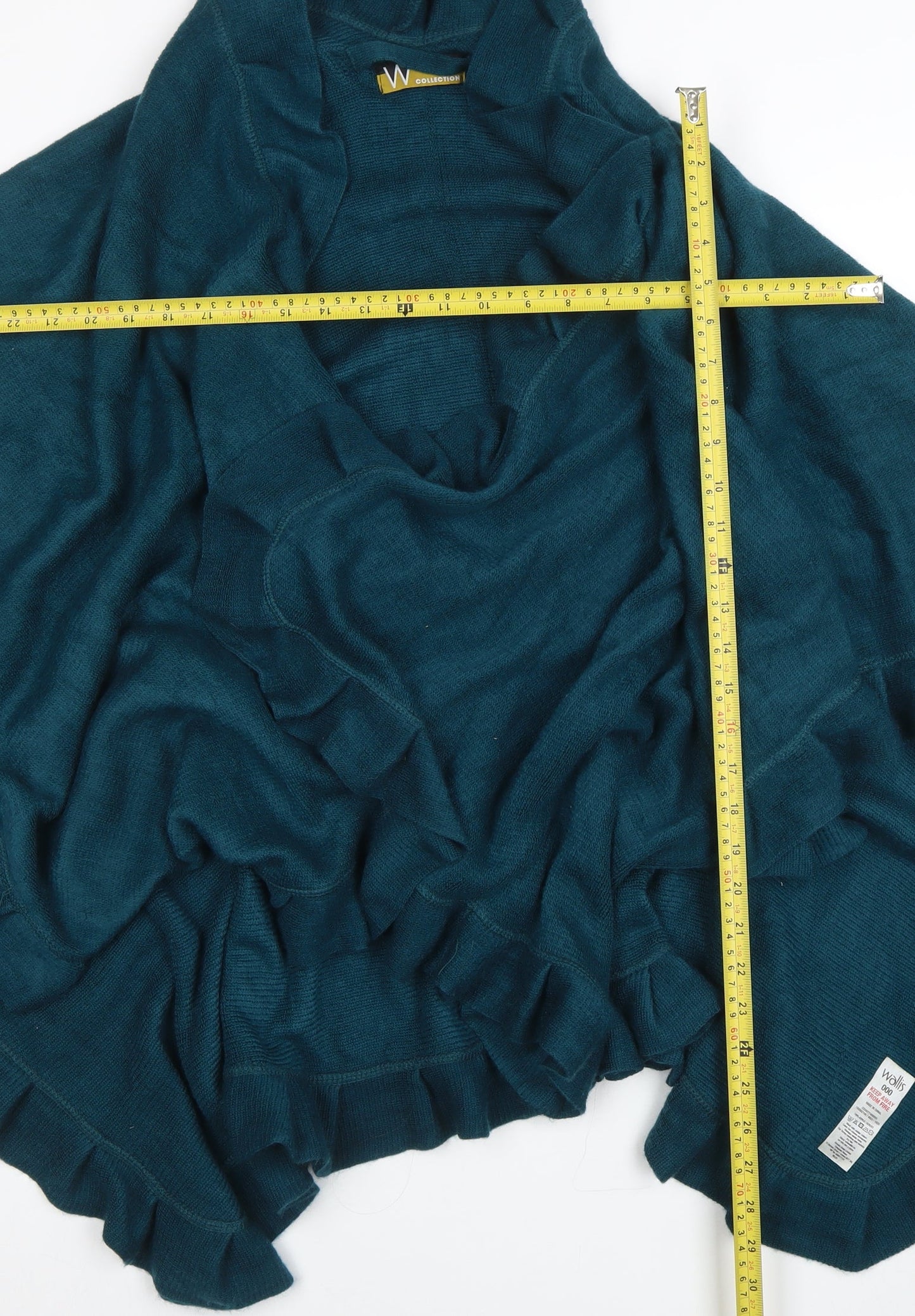 Wallis Women’s Green Ruffle Knit Cape One Size Acrylic Jumper