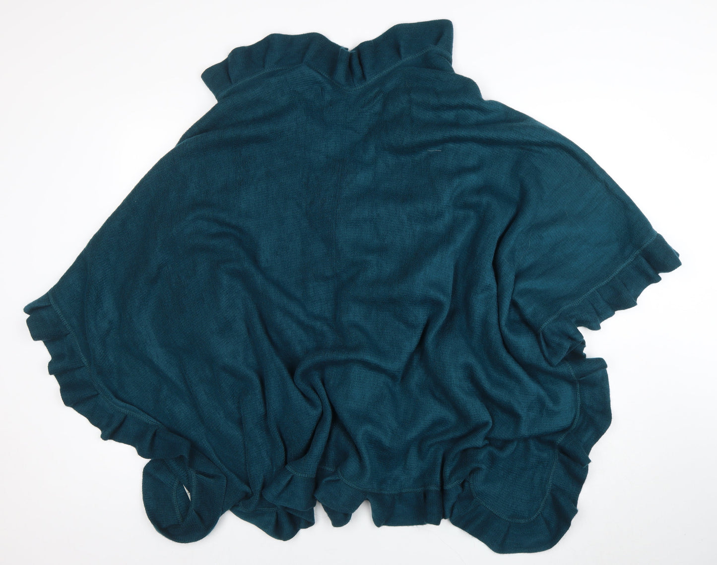 Wallis Women’s Green Ruffle Knit Cape One Size Acrylic Jumper