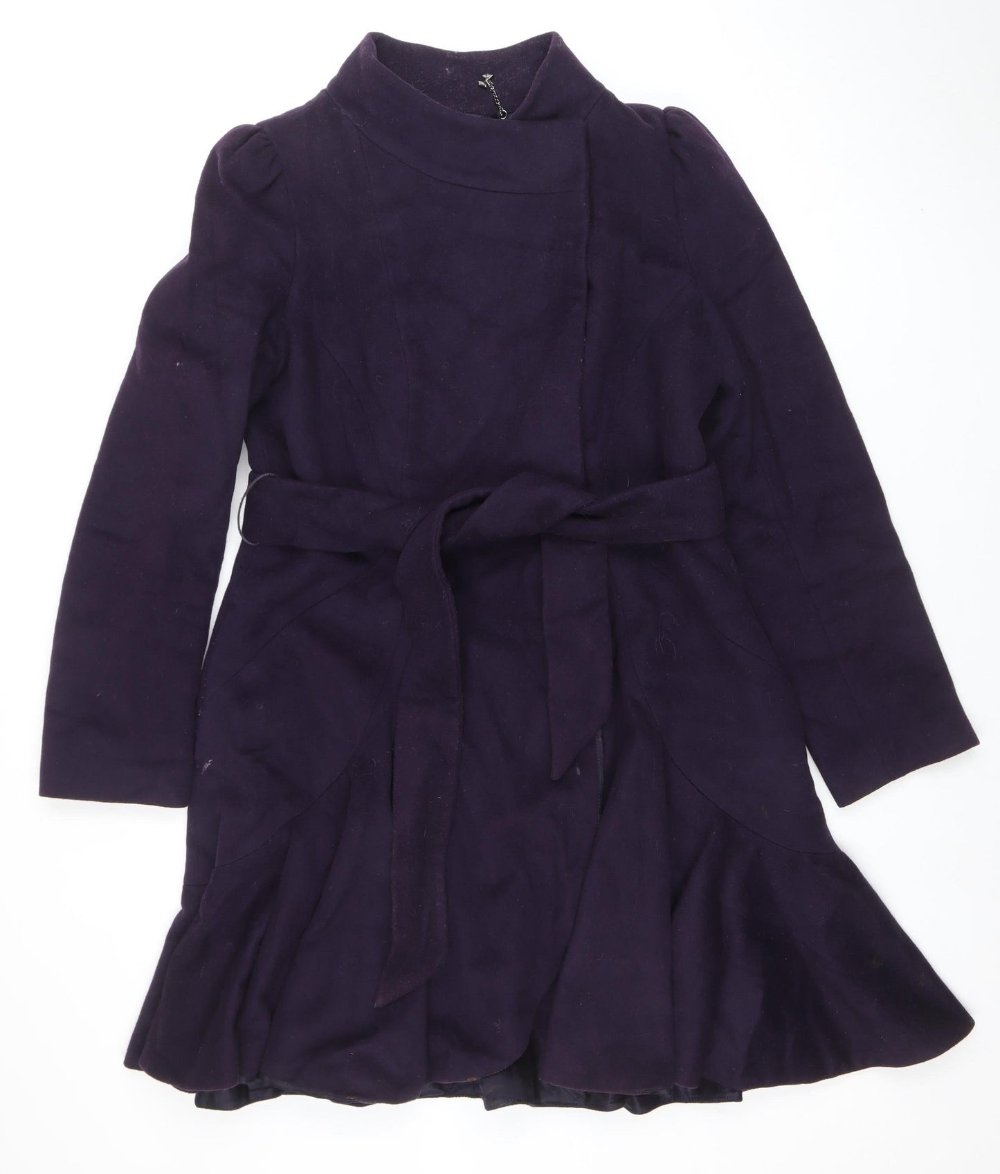 Coast Women's Purple Wool Blend Belted Formal Coat Size 14
