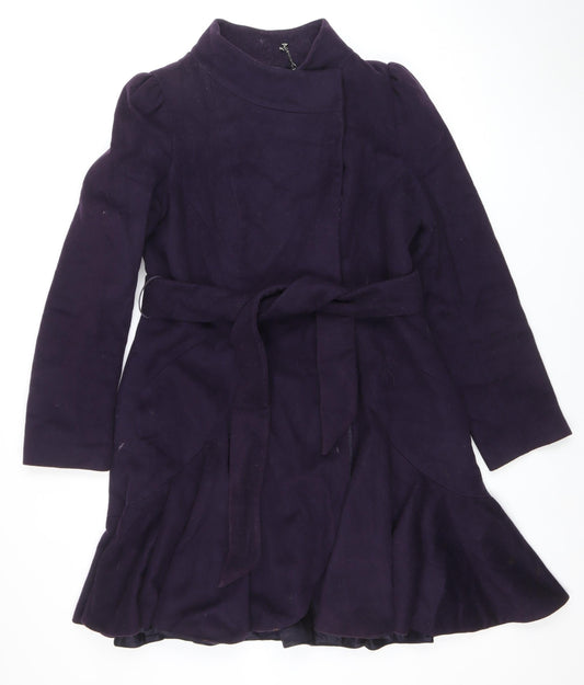 Coast Women's Purple Wool Blend Belted Formal Coat Size 14