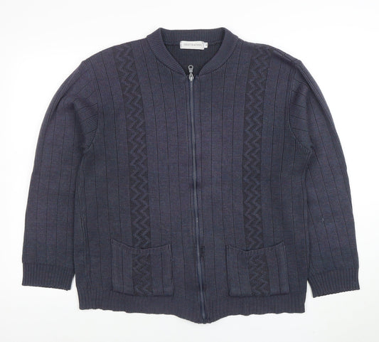 Destination Womens Blue Full Zip Knit Jumper Size M