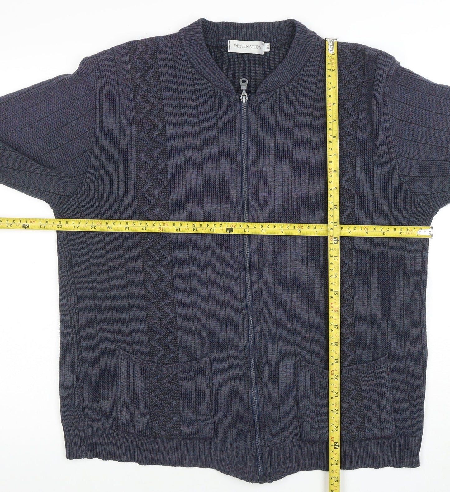 Destination Womens Blue Full Zip Knit Jumper Size M