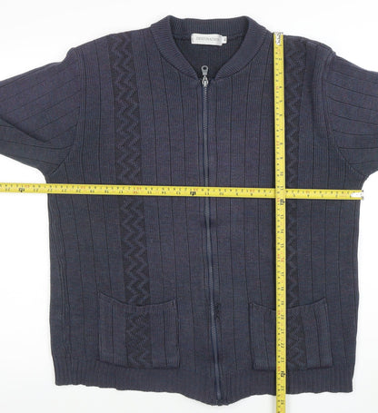Destination Womens Blue Full Zip Knit Jumper Size M