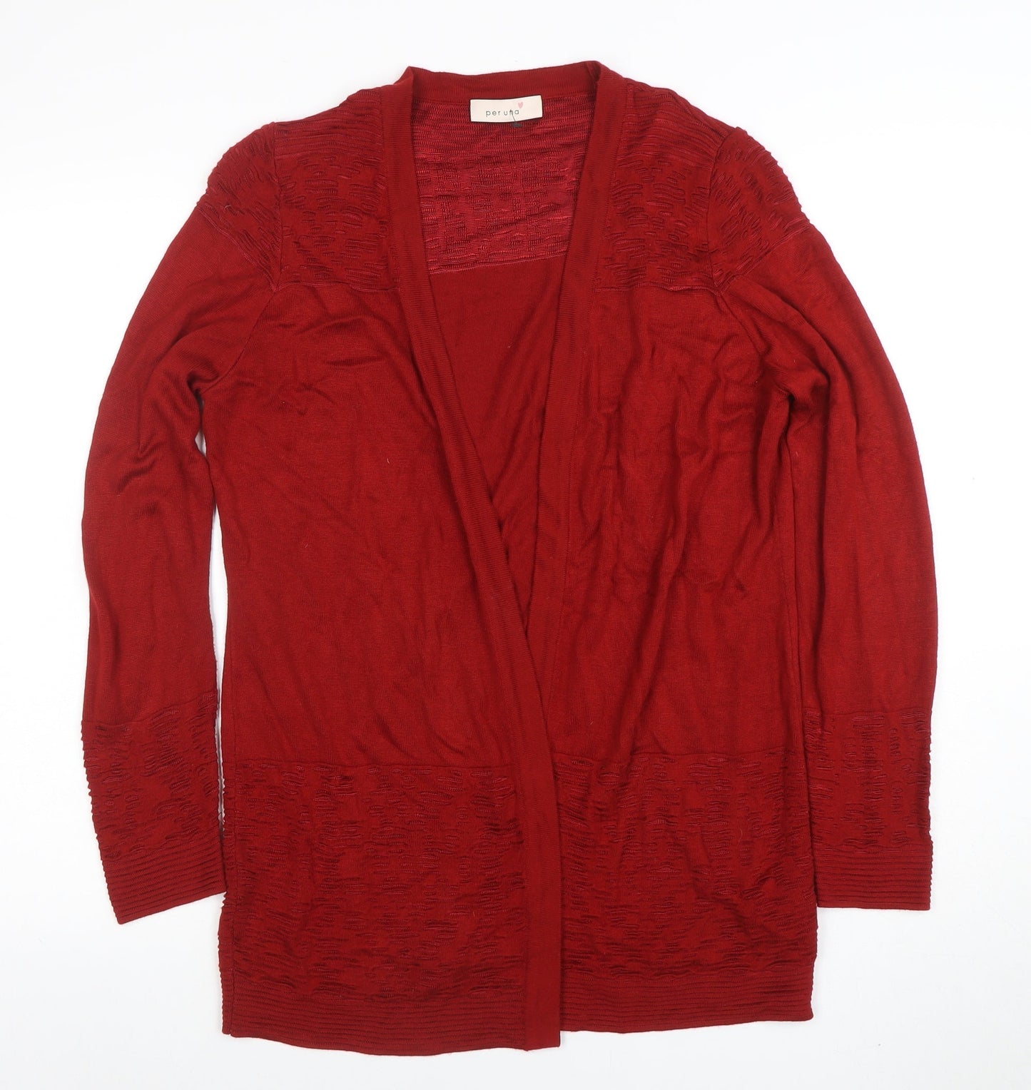 Marks and Spencer Women Red Long Sleeve Open Knit Cardigan Size 14