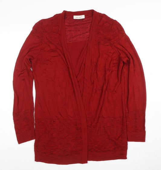 Marks and Spencer Women Red Long Sleeve Open Knit Cardigan Size 14