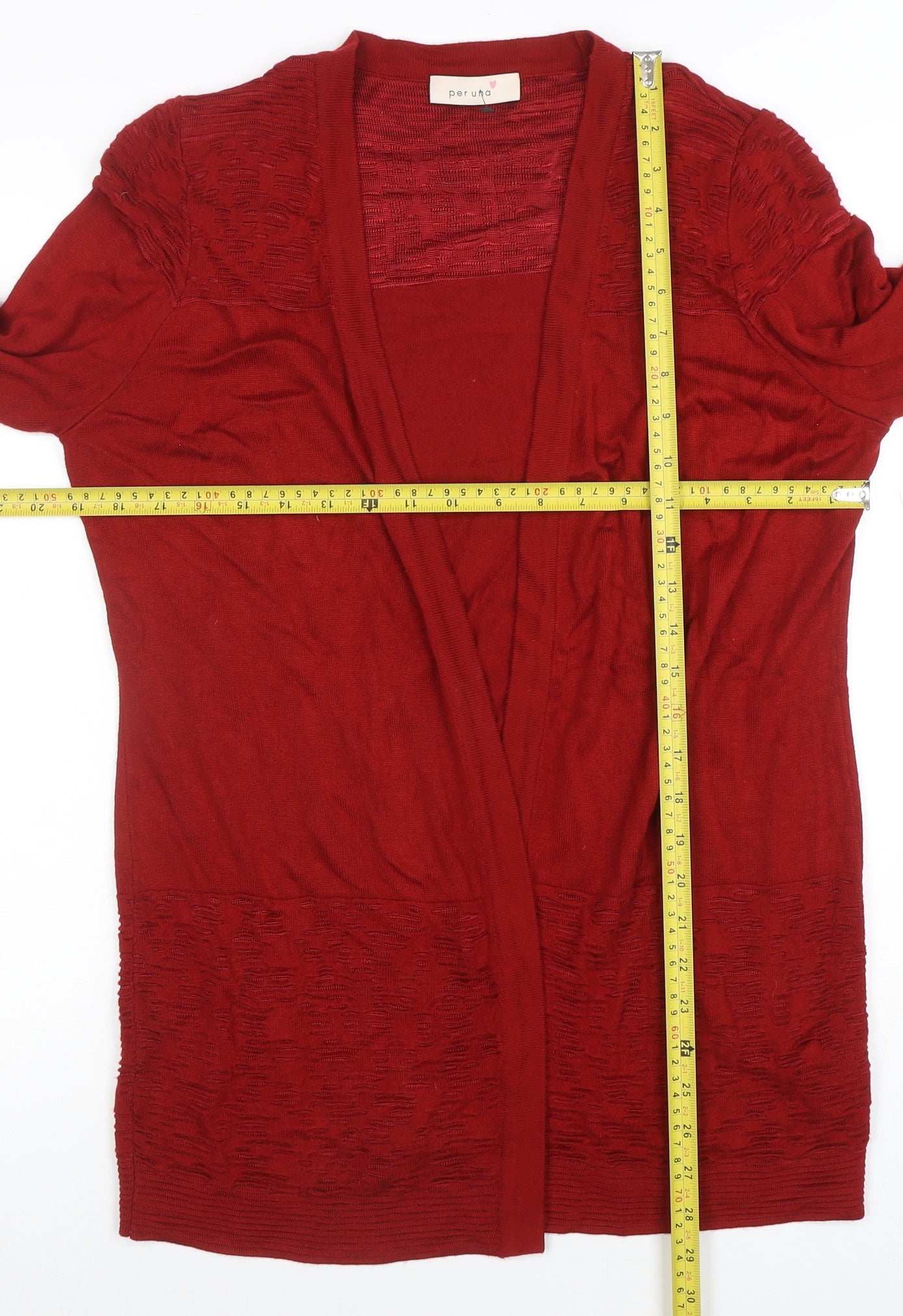 Marks and Spencer Women Red Long Sleeve Open Knit Cardigan Size 14