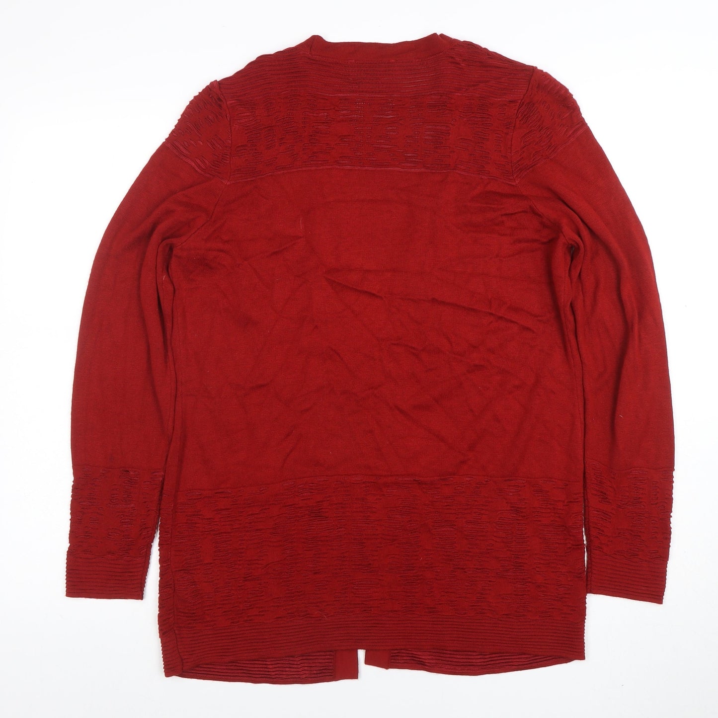 Marks and Spencer Women Red Long Sleeve Open Knit Cardigan Size 14