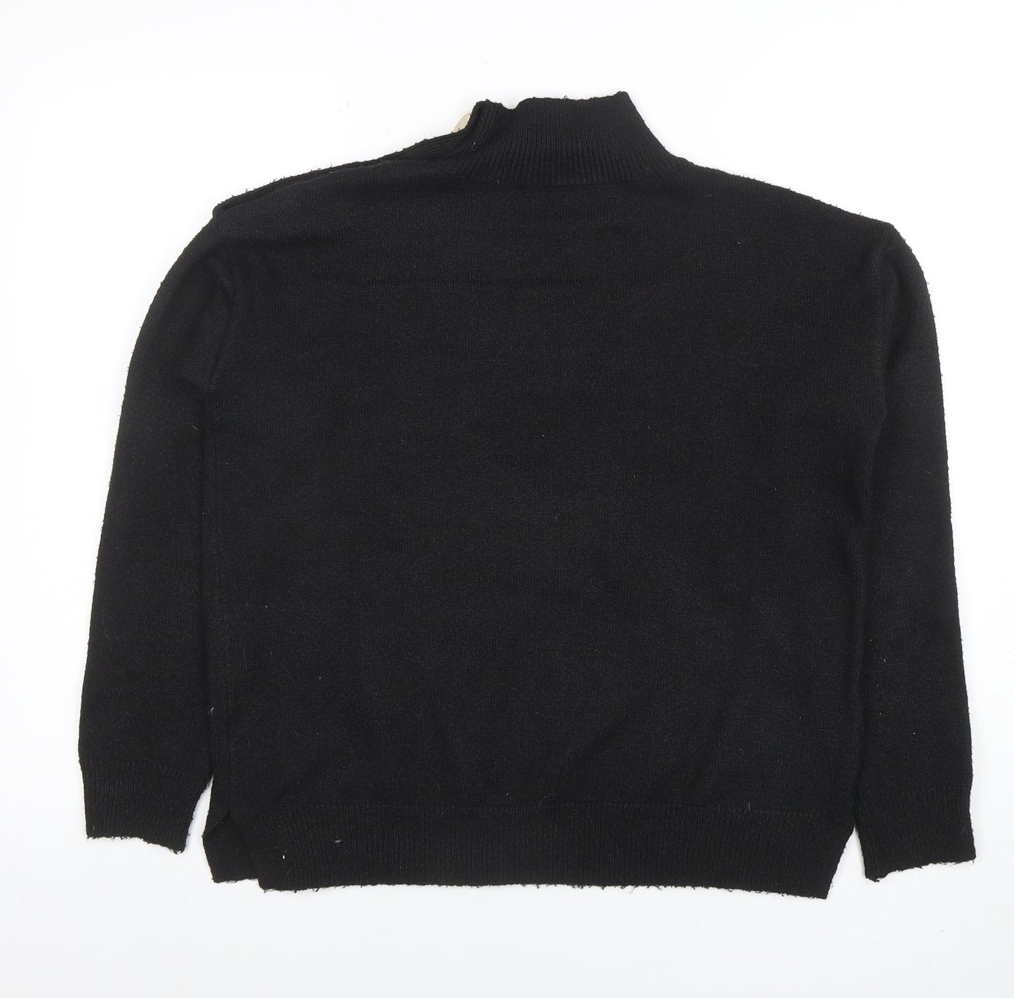 Bluoltre Women’s Black Mock Neck Button Detail Pullover Jumper Size S
