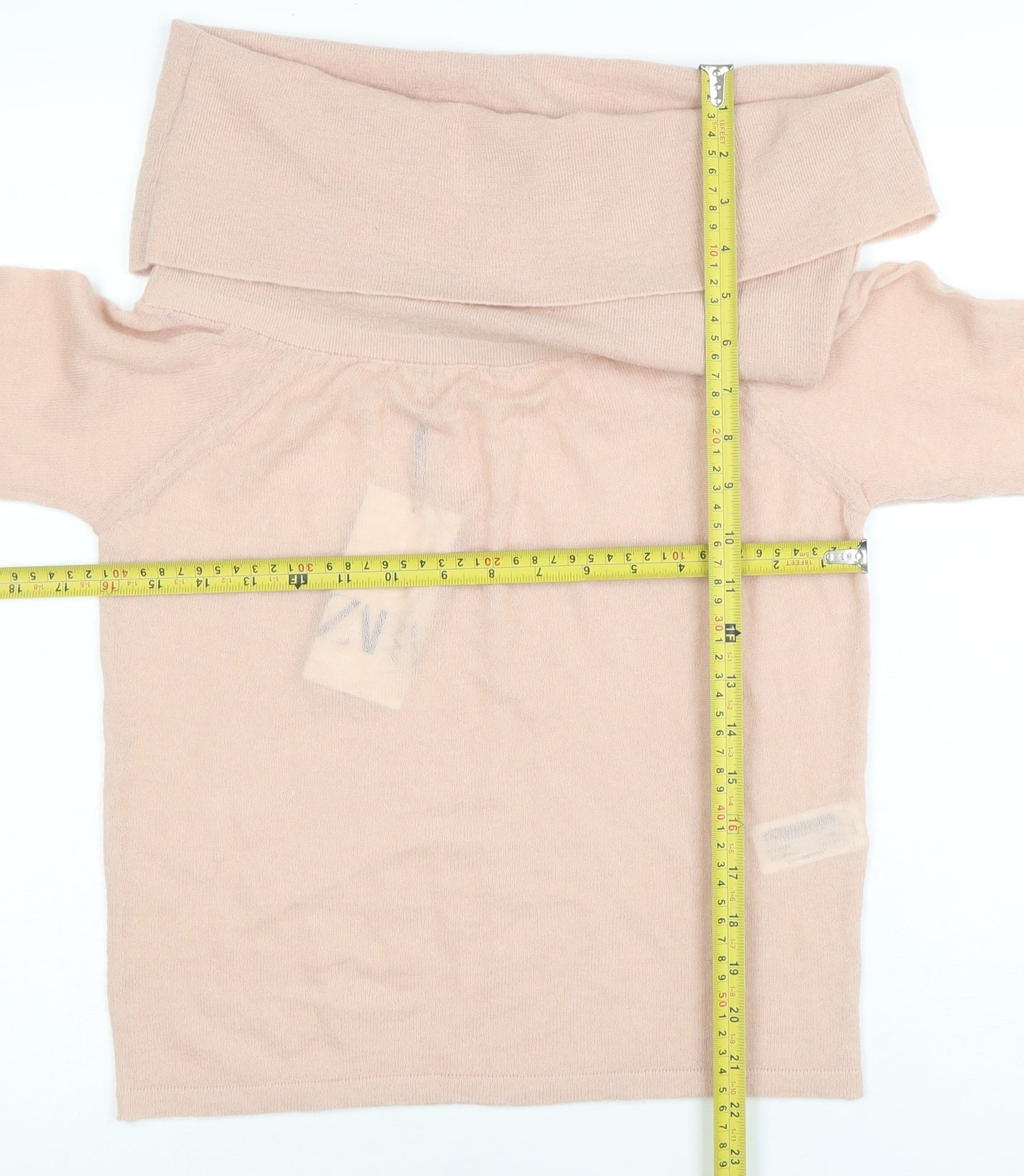 Zara Women Beige Cowl Neck Long Sleeve Knit Jumper Size L