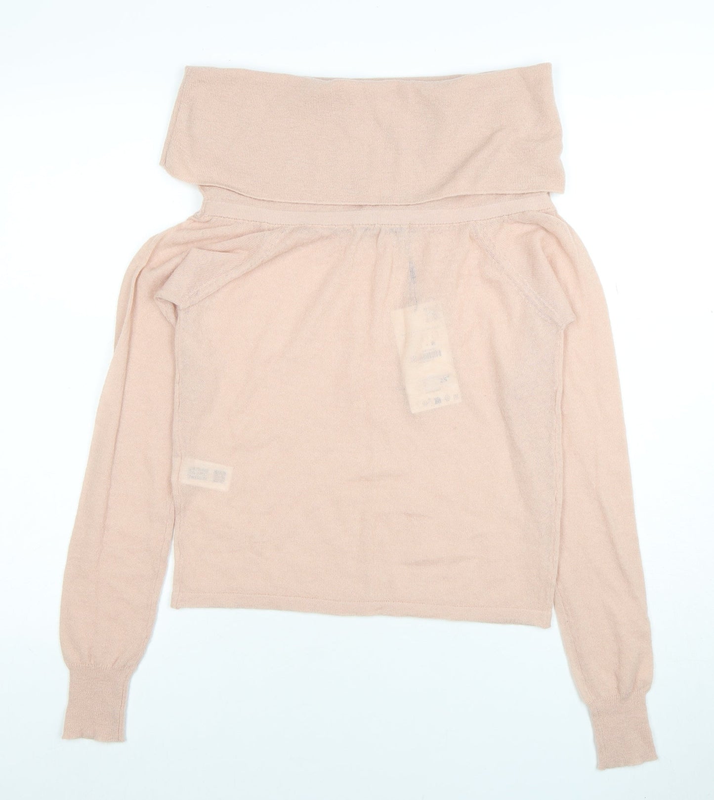 Zara Women Beige Cowl Neck Long Sleeve Knit Jumper Size L