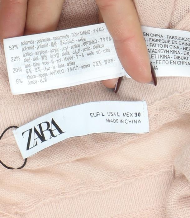 Zara Women Beige Cowl Neck Long Sleeve Knit Jumper Size L