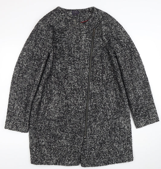 Marks and Spencer Women Grey Wool Blend Zip Long Coat Size 12
